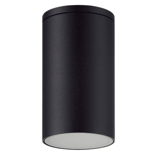 Faretto da esterno soffitto moderno nero vetro ip54 gu10 11cm