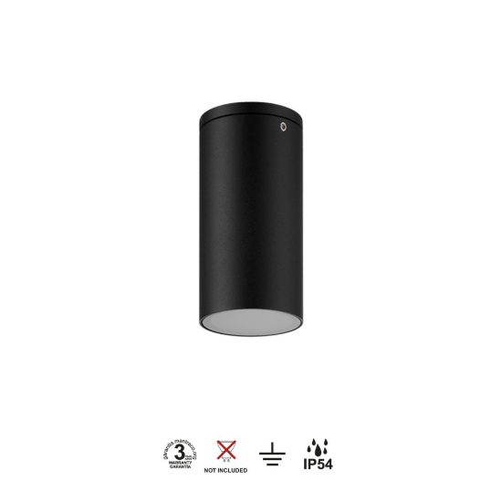 Faretto da esterno soffitto moderno nero vetro ip54 gu10 11cm