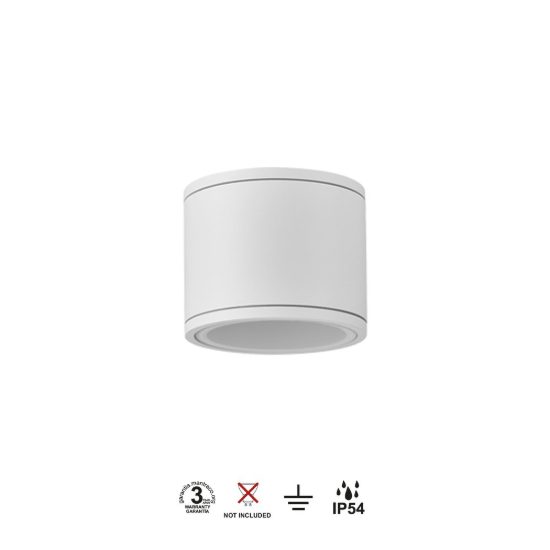 Faretto da esterno soffitto ip54 gu10 9cm moderno bianco tondo