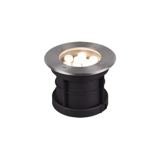 Faretto da incasso da esterno pavimento carrabile led 8w 3000k ip65 16cm rotondo nichel opaco