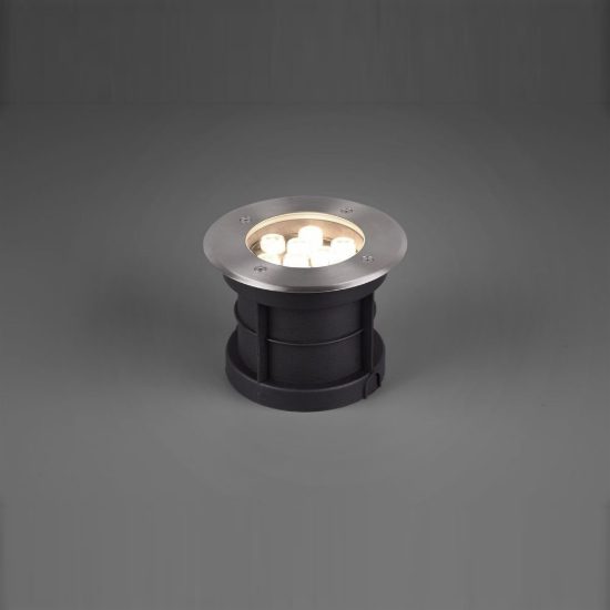 Faretto da incasso da esterno pavimento carrabile led 8w 3000k ip65 16cm rotondo nichel opaco