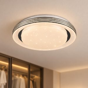 Plafoniera led 10,5w cct 3000k 6000k con telecomando bianca cromo effetto cielo stellato