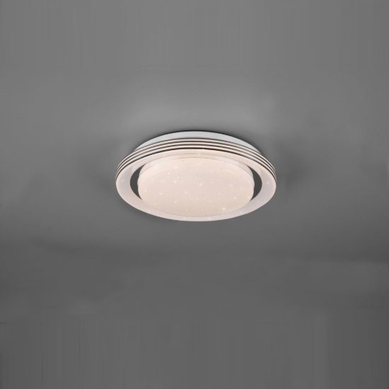 Plafoniera led 10,5w cct 3000k 6000k con telecomando bianca cromo effetto cielo stellato