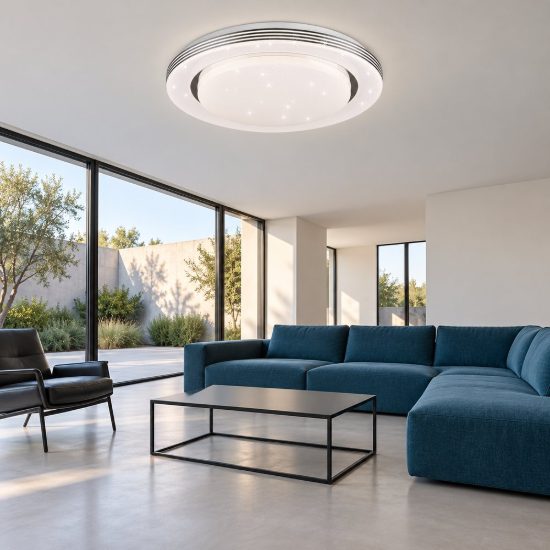 Plafoniera led 22,5w cct 3000k 6000k con telecomando bianca cromo effetto cielo stellato