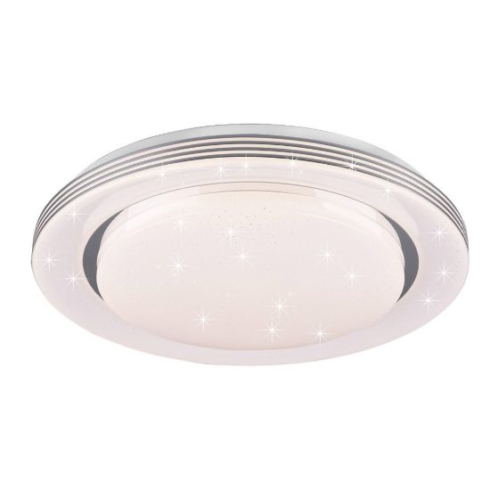Plafoniera led 22,5w cct 3000k 6000k con telecomando bianca cromo effetto cielo stellato