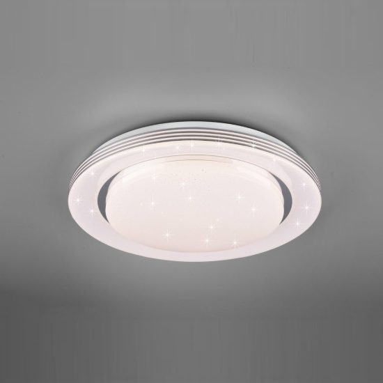 Plafoniera led 22,5w cct 3000k 6000k con telecomando bianca cromo effetto cielo stellato