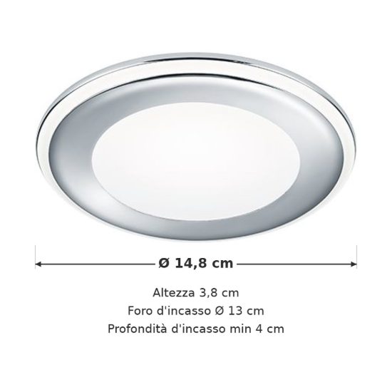 Faretto da incasso per cartongesso per soggiorno led 10w 3000k tripla accensione rotondo cromo