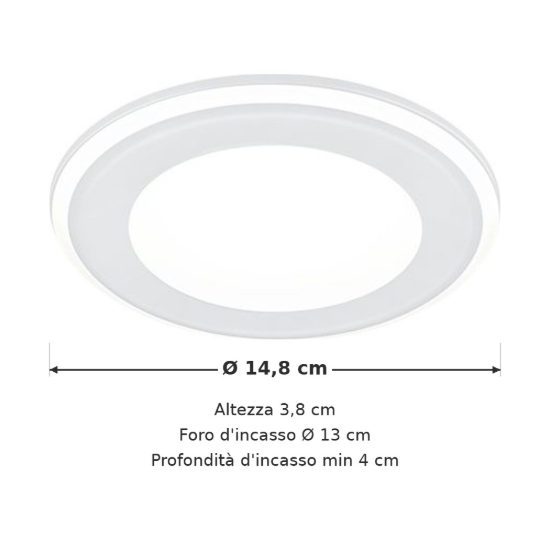 Faretto da incasso per cartongesso per salotto led 10w 3000k tripla accensione rotondo bianco opaco