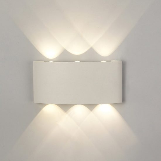 Applique da esterno led 6w 3000k ip54 bianco sabbiato