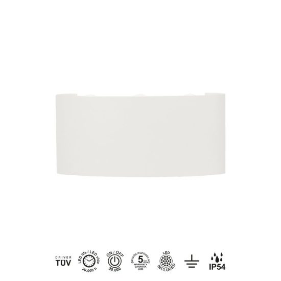Applique da esterno led 6w 3000k ip54 bianco sabbiato
