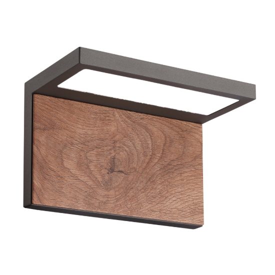 Applique per esterno led 13w 3000k ip65 grigio scuro effetto legno