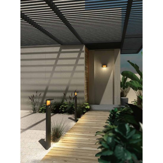 Applique per esterno led 13w 3000k ip65 grigio scuro effetto legno