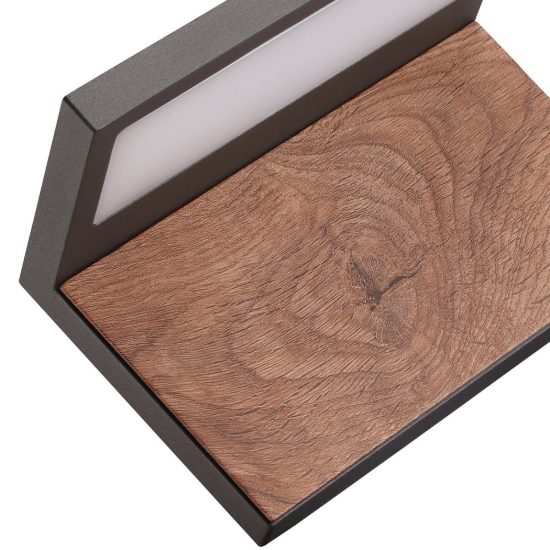 Applique per esterno led 13w 3000k ip65 grigio scuro effetto legno