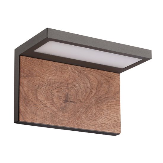 Applique per esterno led 13w 3000k ip65 grigio scuro effetto legno