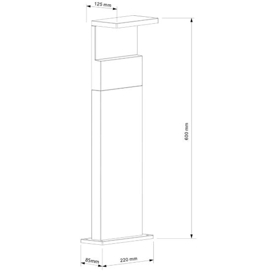 Paletto lampione da giardino led 13w 3000k ip65 h60cm