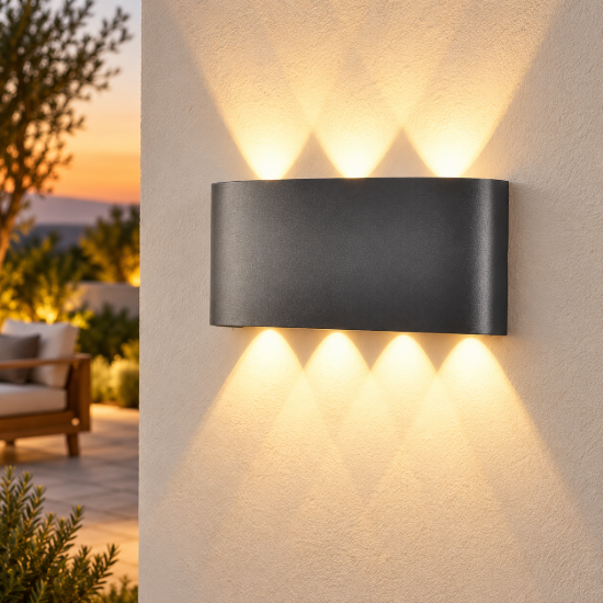 Applique da parete da esterno led 8w 3000k ip54 antracite