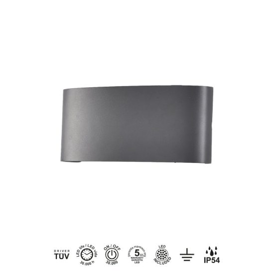 Applique da parete da esterno led 8w 3000k ip54 antracite
