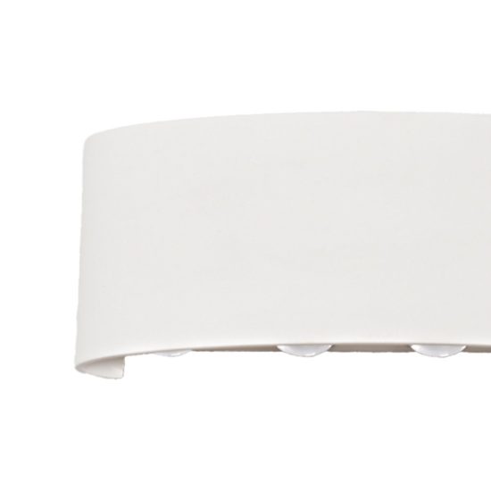 Applique da esterno led 8w 3000k ip54 22cm moderna bianco sabbiato vetro