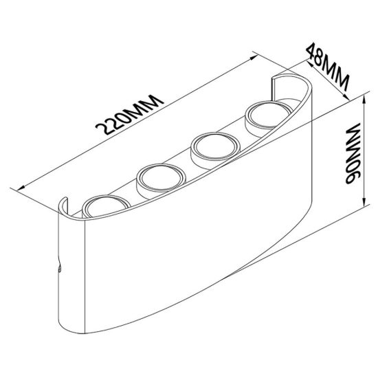 Applique da esterno led 8w 3000k ip54 22cm moderna bianco sabbiato vetro
