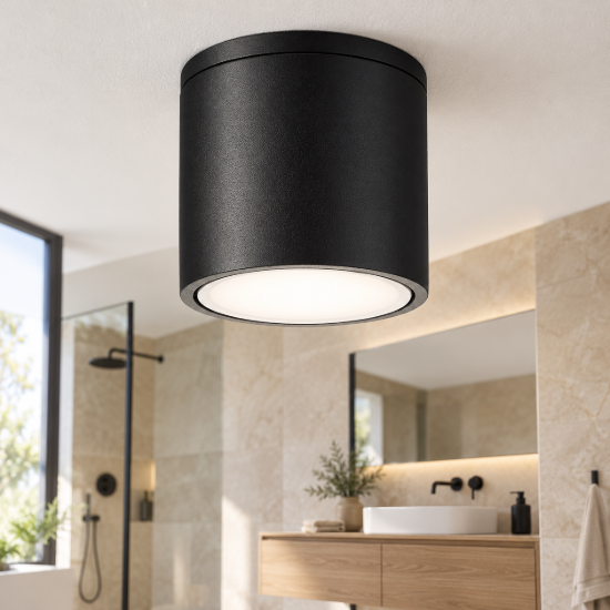 Faretto da bagno per soffitto gu10 nero ip54
