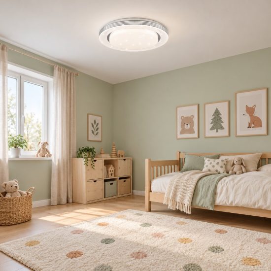 Plafoniera led 18w cct 3000k 6000k con telecomando bianca cromo effetto cielo stellato