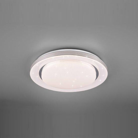 Plafoniera led 21w cct 3000k 6000k con telecomando bianca cromo effetto cielo stellato