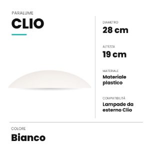 Ideal lux clio paralume in materiale plastico 28x19cm per lampade da esterno bianco