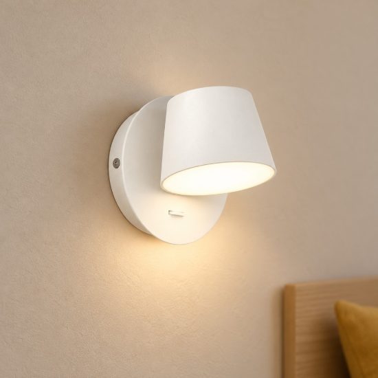 Ideal lux gim applique per comodino camera da letto led 6,5w 3000k a cono ruotabile moderna bianca