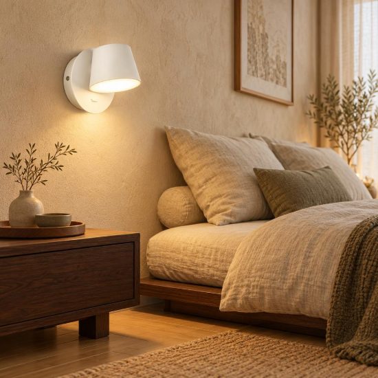 Ideal lux gim applique per comodino camera da letto led 6,5w 3000k a cono ruotabile moderna bianca