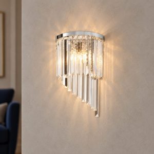 Ideal lux carlton applique 3 luci e14 30cm per soggiorno classica cromo con pendenti