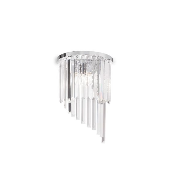Ideal lux carlton applique 3 luci e14 30cm per soggiorno classica cromo con pendenti