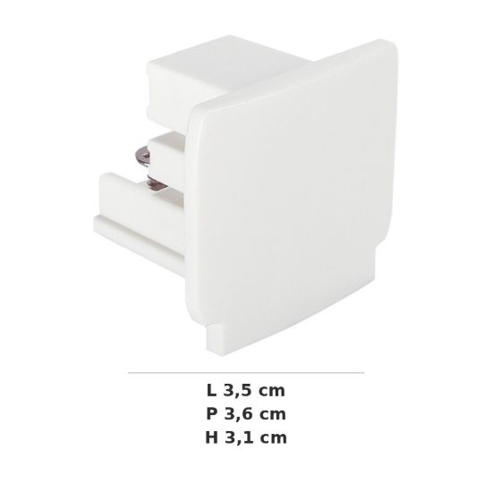 Ideal lux link testata di chiusura senza foro per binario trifase bianca