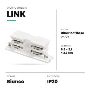 Ideal lux link giunto lineare per binario trifase on-off bianco