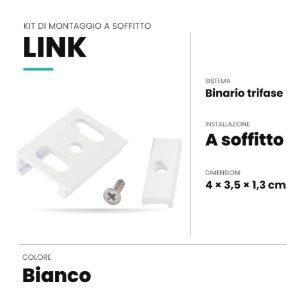 Ideal lux link kit di montaggio a soffitto per binario trifase bianco