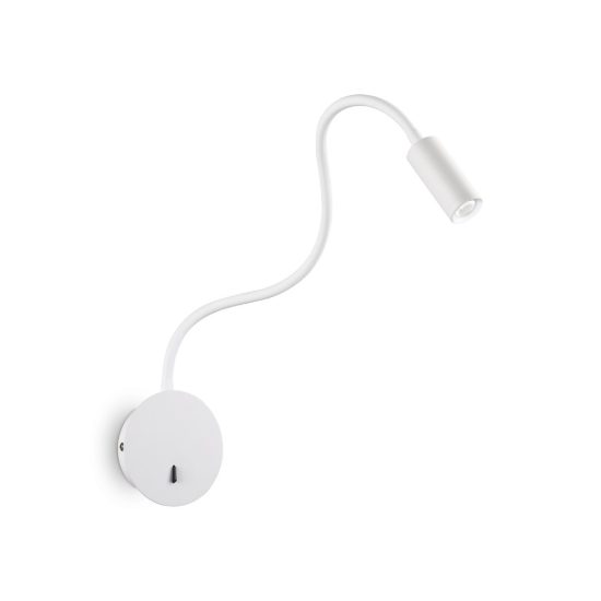 Ideal lux focus-2 applique per comodino camera da letto led 3,5w 3000k a braccio flessibile bianca