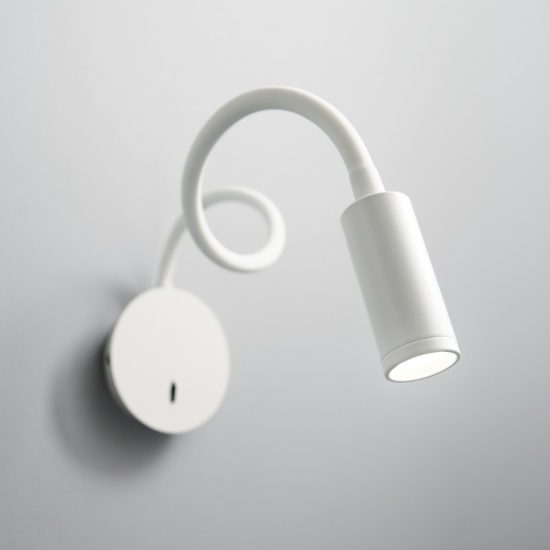 Ideal lux focus-2 applique per comodino camera da letto led 3,5w 3000k a braccio flessibile bianca