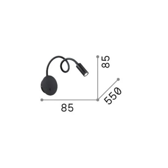 Ideal lux focus-2 applique per comodino camera da letto led 3,5w 3000k a braccio flessibile bianca