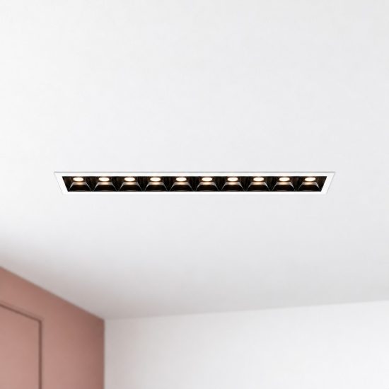 Ideal lux lika faretto da incasso per cartongesso led 20w 3000k foro 27,3x3,7cm lineare bianco