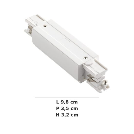 Ideal lux link giunto di alimentazione centrale per binario trifase da superficie on-off bianco