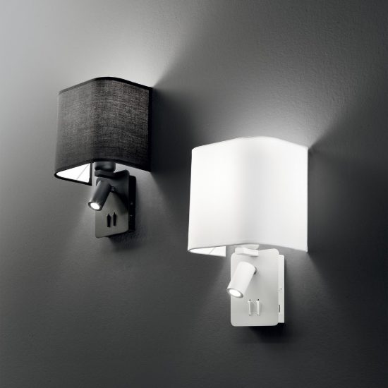 Ideal lux gea applique per comodino camera da letto led 3w 3000k con presa usb senza paralume bianca