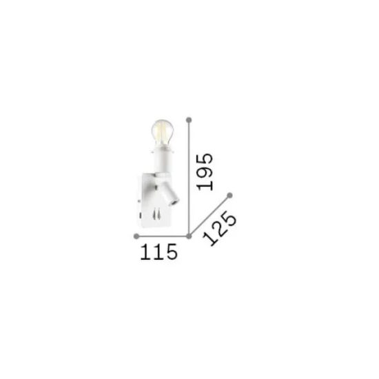 Ideal lux gea applique per comodino camera da letto led 3w 3000k con presa usb senza paralume bianca