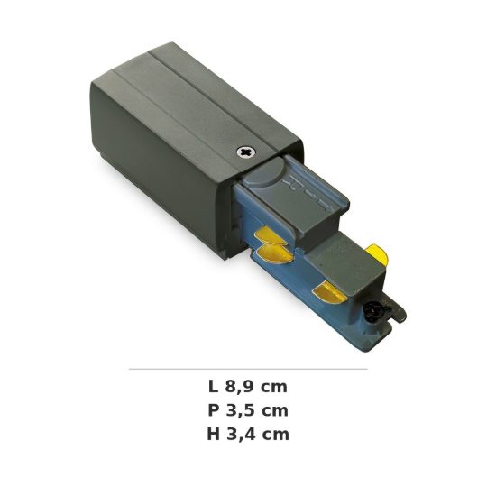 Ideal lux link testata di alimentazione sinistra per binario trifase da superficie dali/1-10v nera