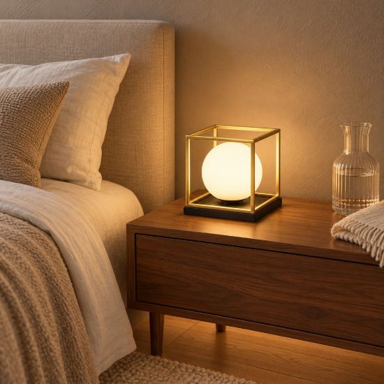 Ideal lux lingotto abat-jour da comodino e14 22cm per camera da letto contemporanea ottone