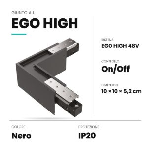 Ideal lux ego giunto a l per binario high on-off nero