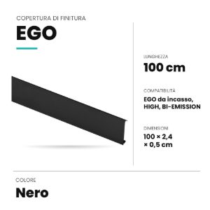 Ideal lux ego copertura di finitura 1m per binario da incasso, high e bi-emission nera