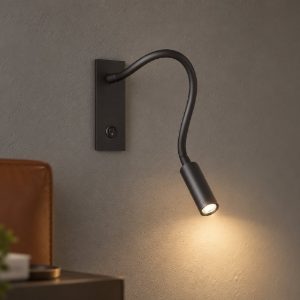 Ideal lux io applique per comodino camera da letto led 3w 3000k con faretto orientabile moderna nera