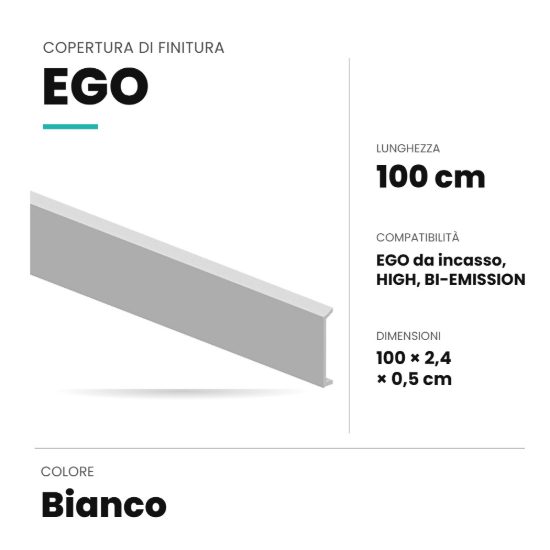 Ideal lux ego copertura di finitura 1m per binario da incasso, high e bi-emission bianca