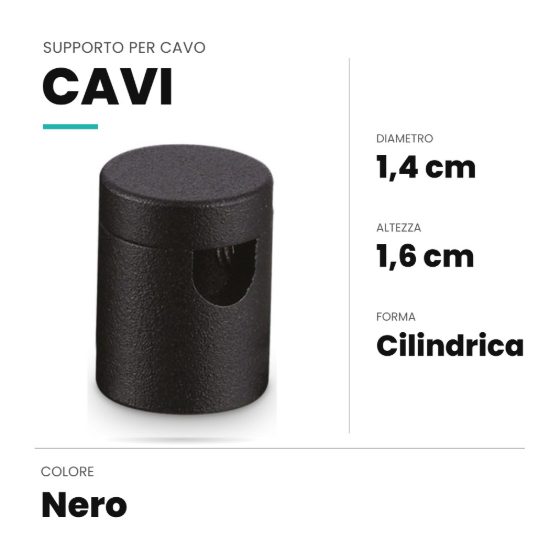 Ideal lux supporto per cavo 14x16mm nero