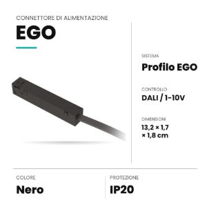 Ideal lux ego connettore di alimentazione per binario dali/1-10v nero