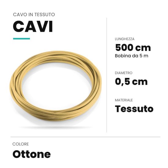Ideal lux cavo in tessuto 5m ottone